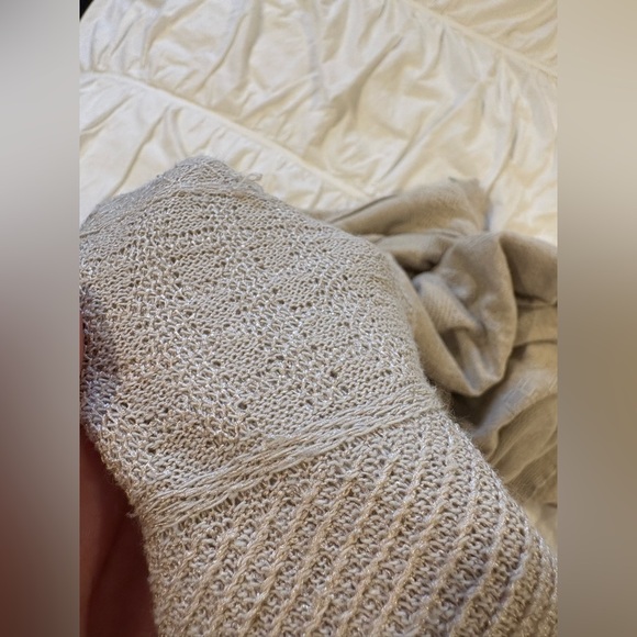 Plus Size Boho Textured Knit Midi Skirt with Side Slit – Cream - Picture 4 of 5